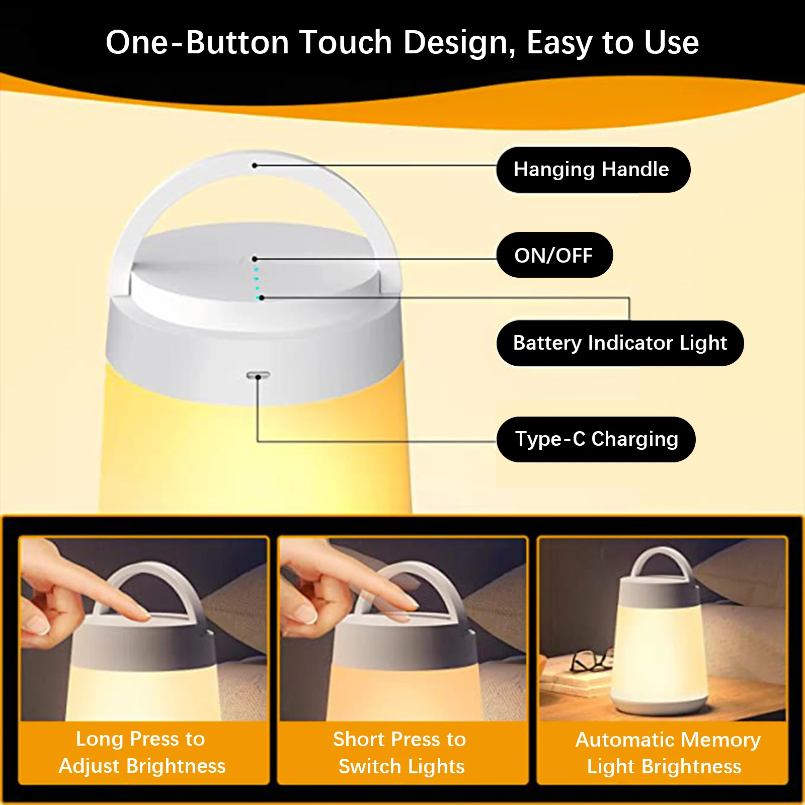 Portable LED Table Lamp With Touch Control Muti-Colour Modes, USB Rechargeable Night Light, Remote Control Beside Lamp for Bedro