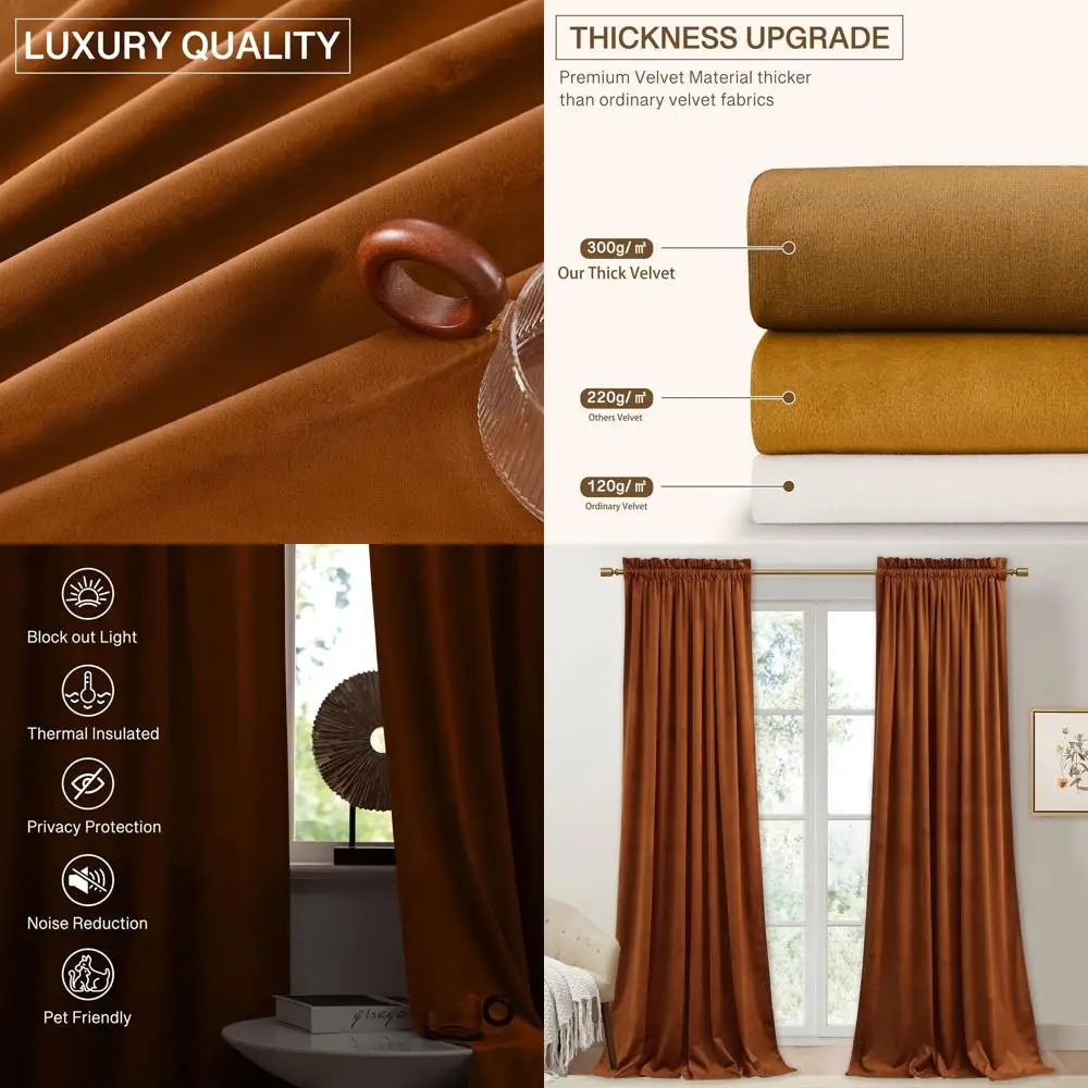 

Плотные бархатные шторы цвета охры, 52 x 90, 2-панельные термоизолированные панели для раздвижных дверей в гостиную/столовую