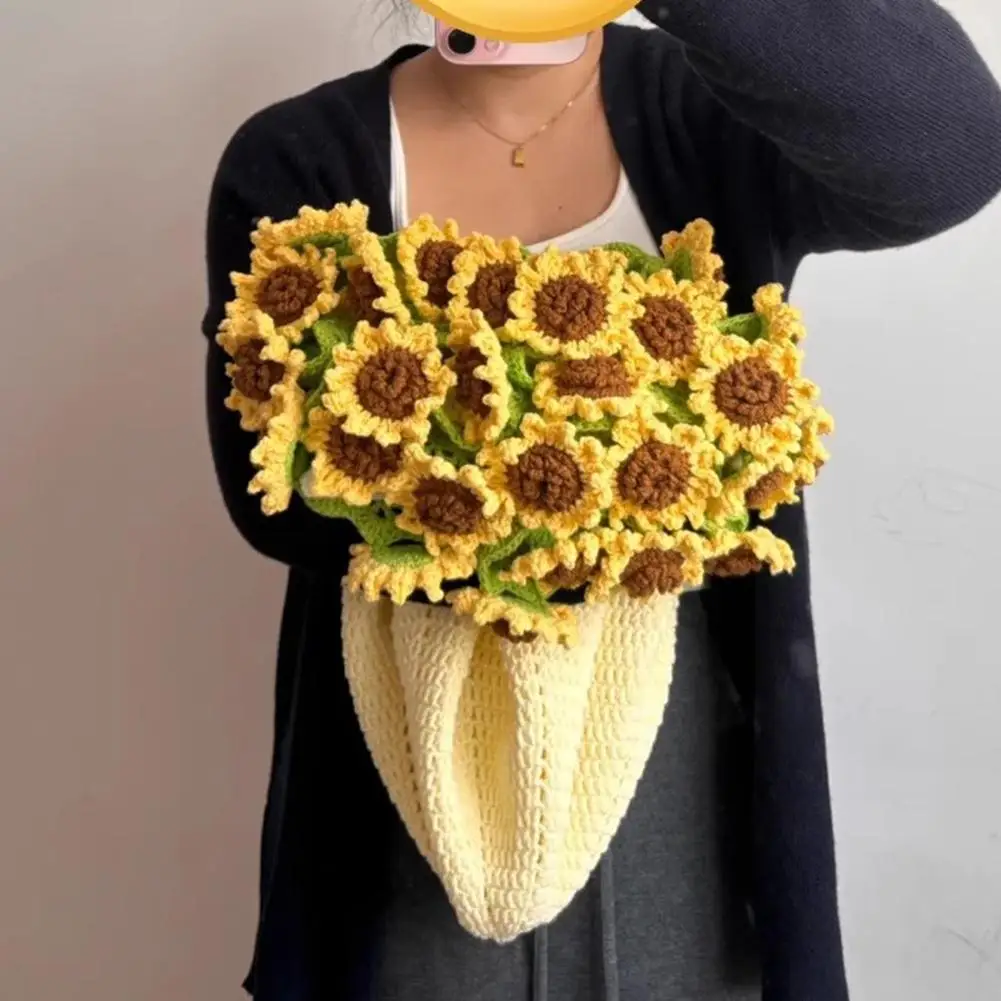 NEW Creative 60cm Flower Bouquet Blanket DIY Product Crocheted Sunflower Blanket Lily of The Valley Bouquet Blankets Gifts