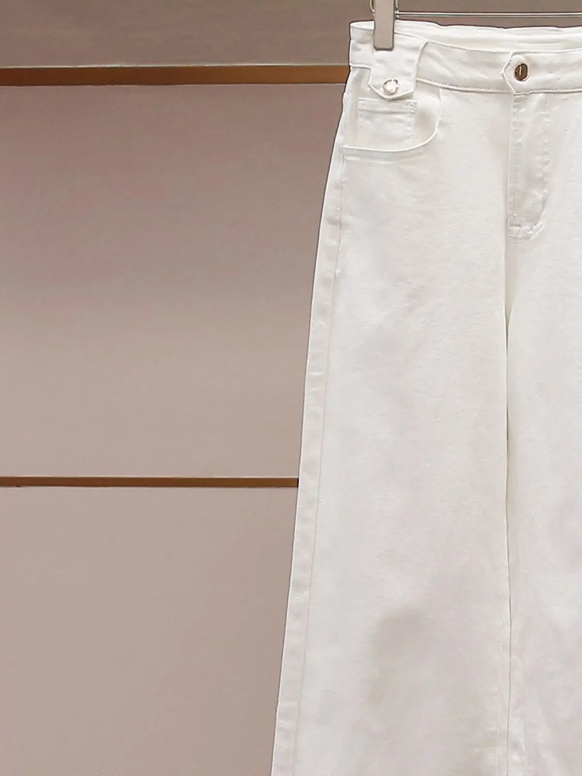 

Spring/Summer Women Hign Waist Button Solid Jeans Pocket Loose Fashion Casual Wide Leg Denim Pants