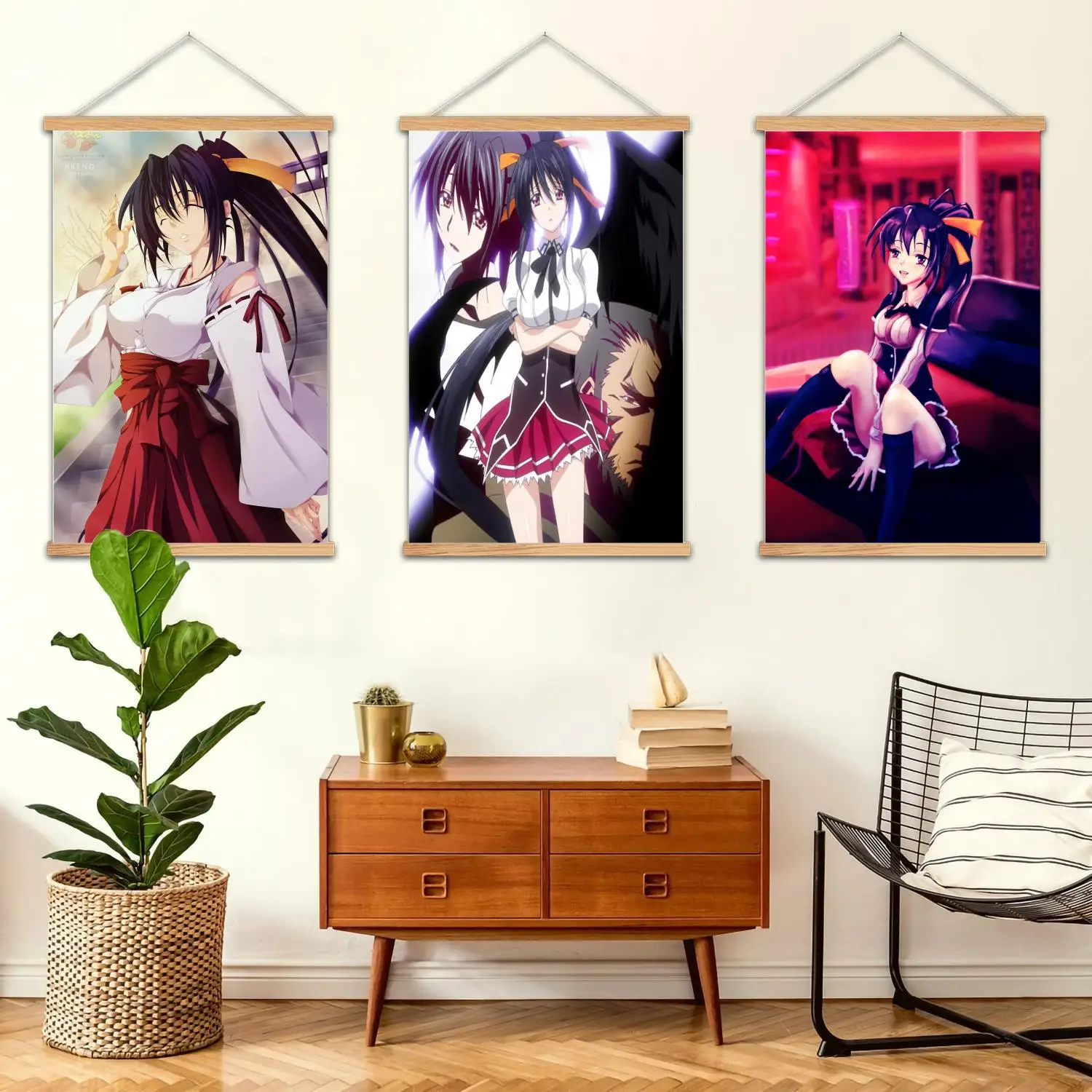 akeno himejima anime Framed Wall Painting Canvas Art Poster, Wall Art,  Modern Family, Bedroom Decor,Decorative painting