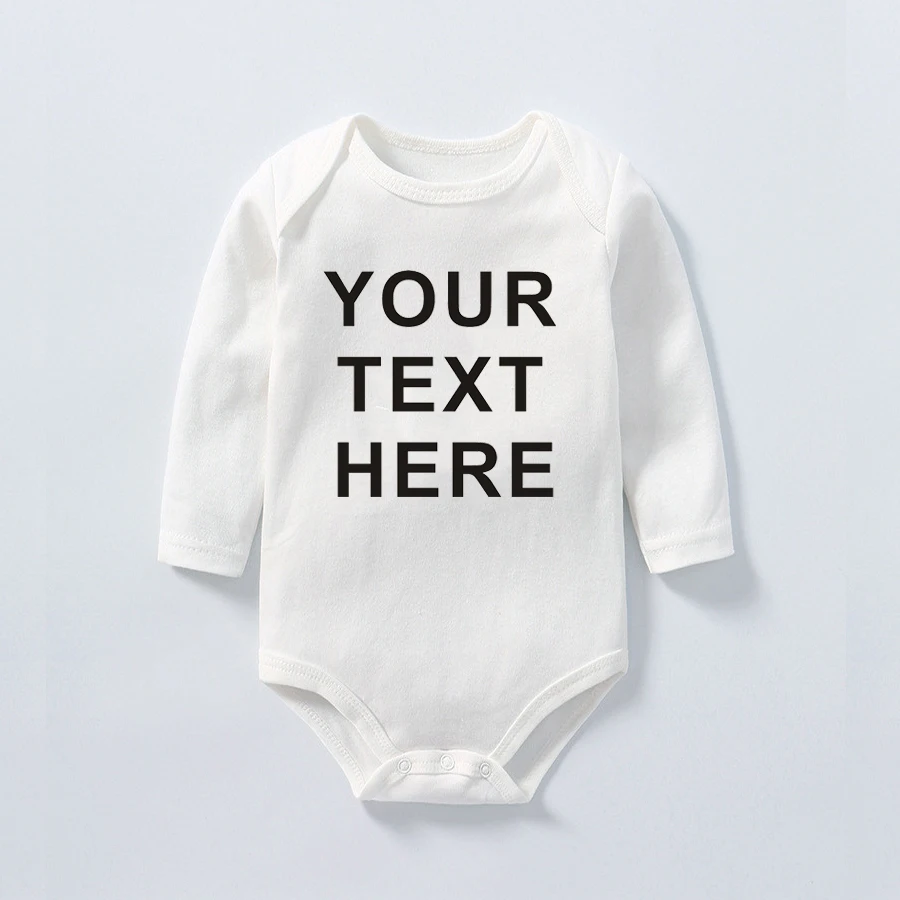 YOUR TEXT HERE Baby Romper Customize Newborn Baby Boy Girl Onesie Cotton Long Sleeve Infant Baby Winter Clothes