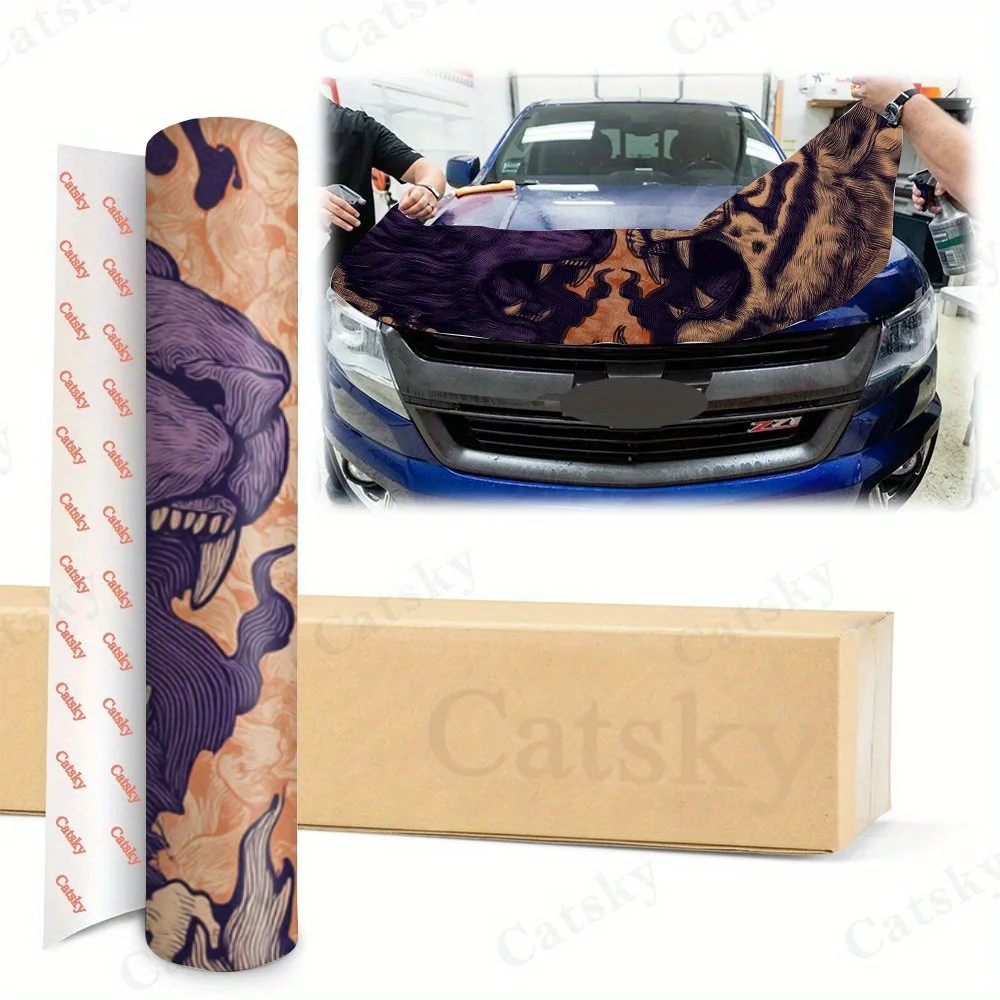 ملصق غطاء محرك السيارة باللون الأرجواني والبرتقالي، ملصق فني تلقائي، ديكور يلتف الفينيل الخارجي للسيارة، هدية لمحبي السيارات، U #5