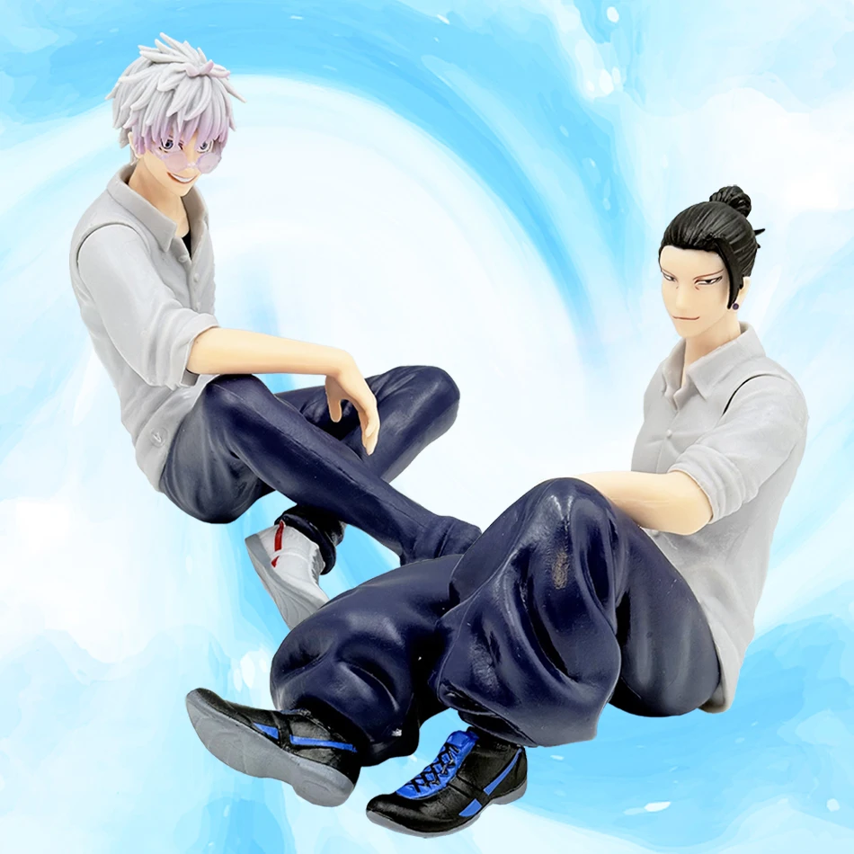 Anime Jujutsu Kaisen 11cm Gojo Satoru Geto Suguru figura postura sentada colección de juguetes más fuertes adornos de decoración PVC