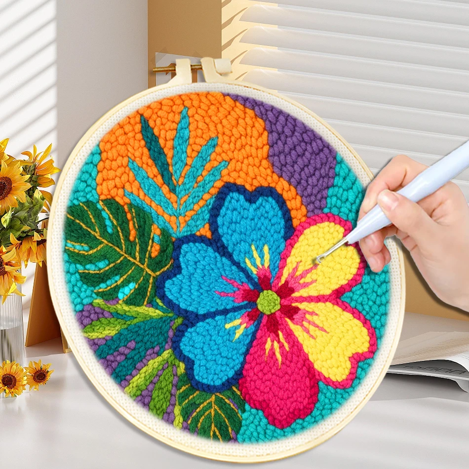 Punch Needle Handle - Kits de broderie au poinçon floraux
