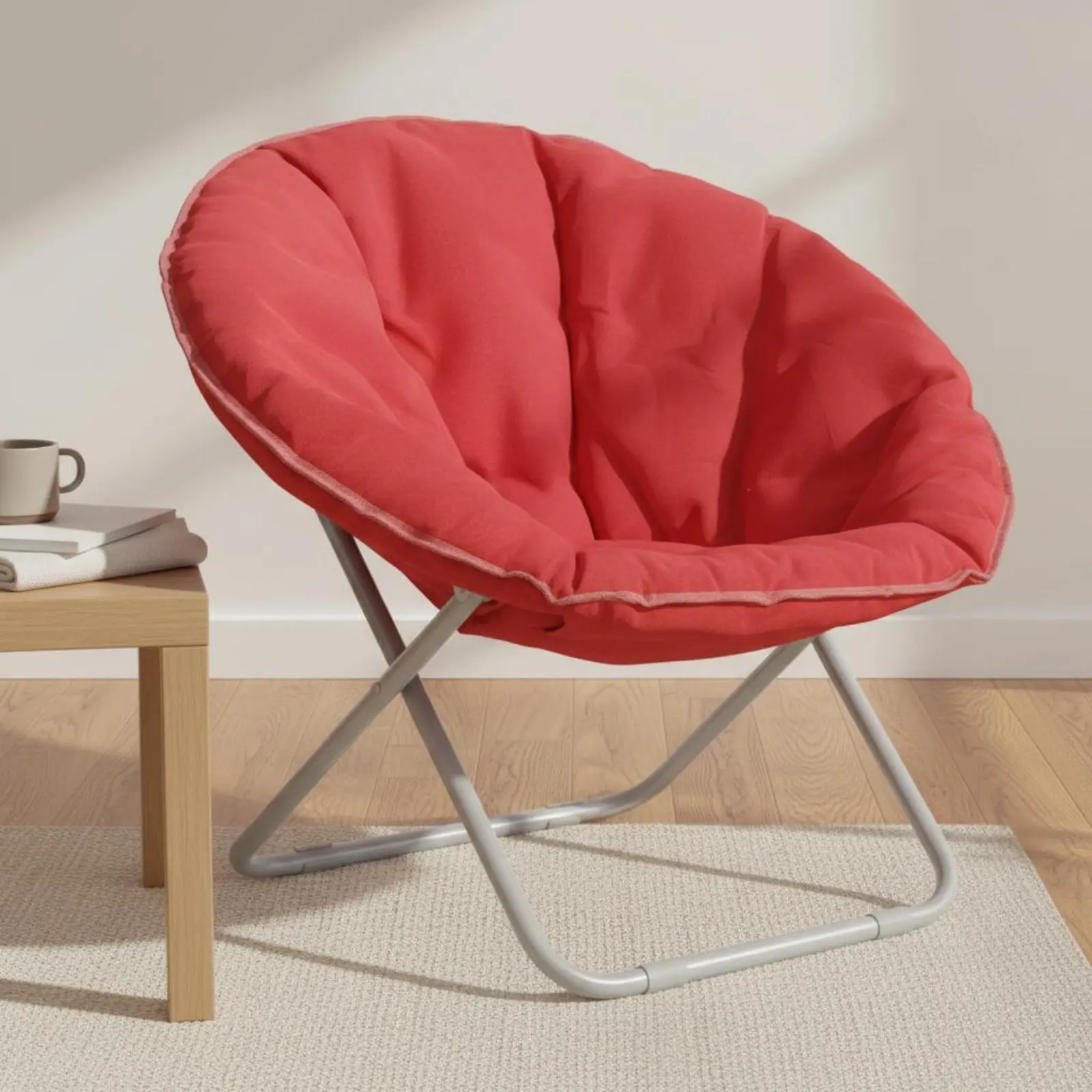 

Moon Chair Comfortable Round Folding Chair Home Furniture Space Saving Easy to Stow for Balcony, Outdoor