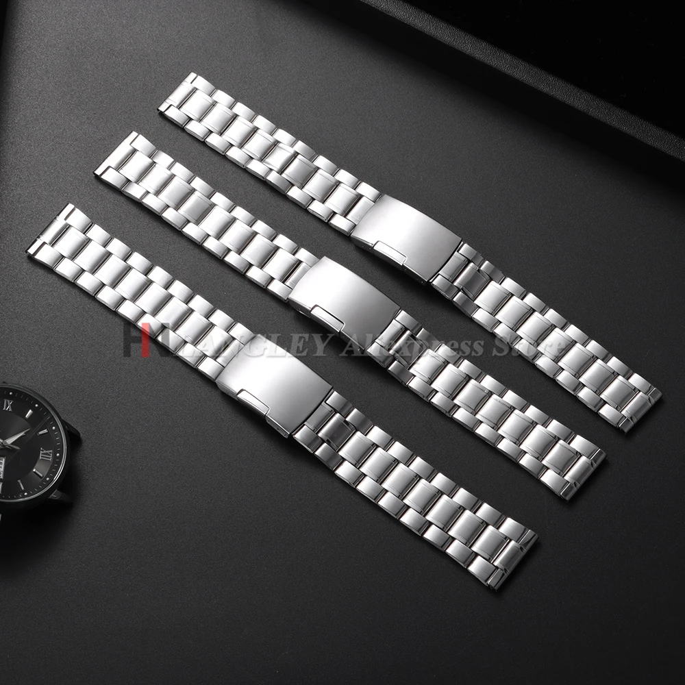 Cinturino per cinturino in acciaio inossidabile 18mm 20mm 22mm per Seiko per Omega per Rolex Orologio da uomo con fibbia pieghevole Accessori per orologi