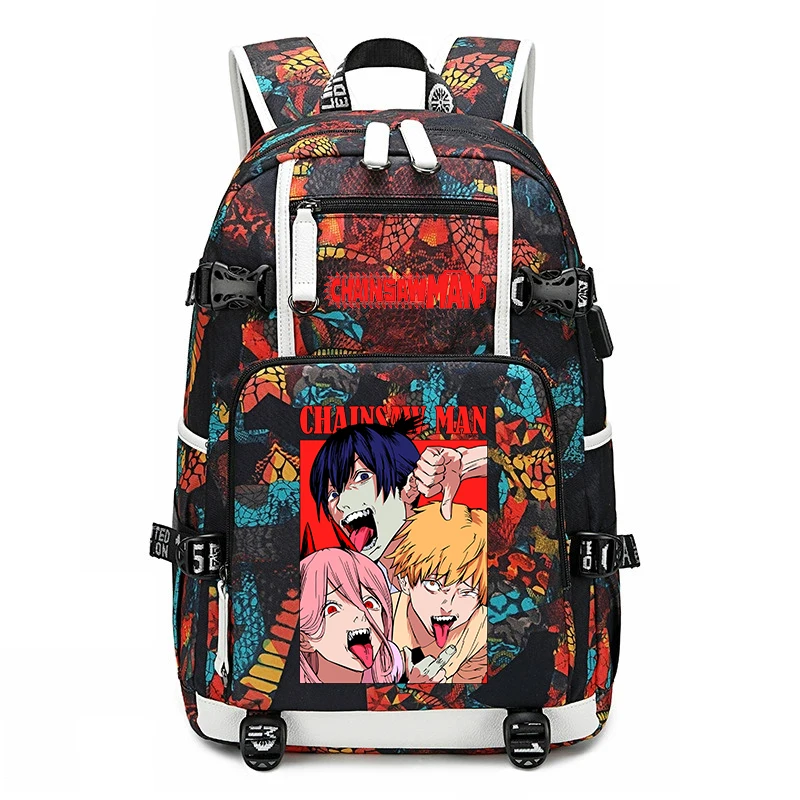

Chainsaw Man Aki Makima Denji Print Student Backpack Large Capacity Casual Daypack for Boys Girls School Bag