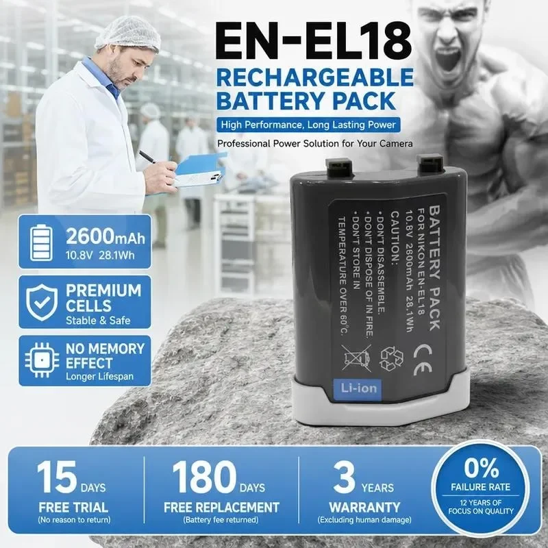 [NEW]  EN-EL18 Battery for Nikon D5 D4 D6 D4S D500 Camera Rechargeable Li-ion Replacement Power Pack