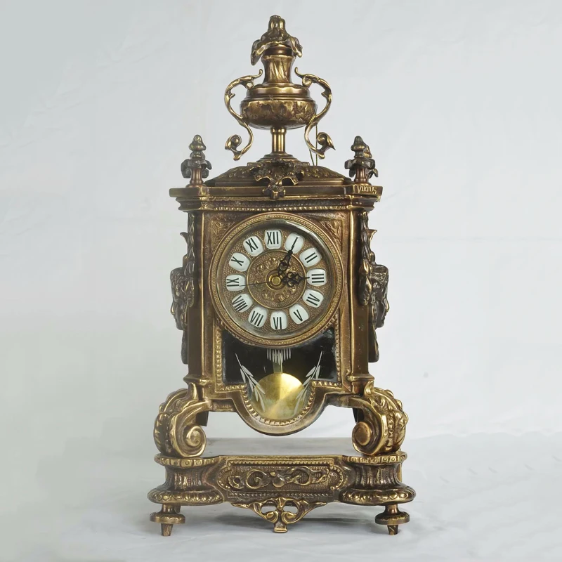 European classical home accessories, living room entrance fireplace, ornament clock handmade, all copper, palace clock 5835