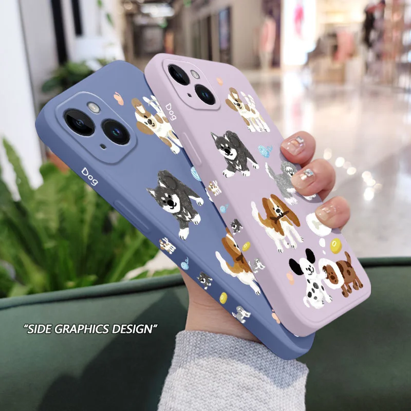 Chalk Drawing Dog Phone Case For iPhone 17 17 Air 16 16e 15 14 13 12 11 Plus Pro Max Mini Silicone Cover