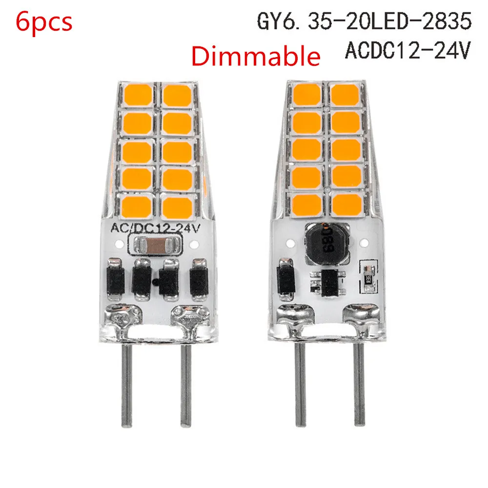 6pcs GY6.35 Dimmable SMD2835 20 LED Bulb AC/DC12-24V LED Light Replace Traditional of Halogen Bulb for Pendant Lighting