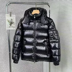 24 winter new down jacket Maya badge Black Warrior pocket thickened men and women warm hooded jacket women