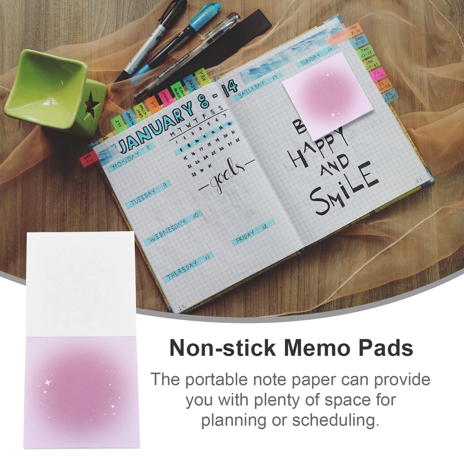 

4 Gradient Memo Pads Gradient Color Non-Stick Note Paper Office Supplies Cute Portable Writing Paper Yellow