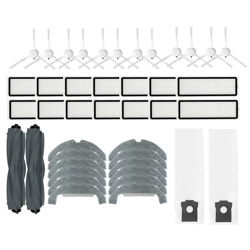 Promotion!For Dreame D10 Plus Gen 2 RLD32GD Replacement Accessories Pack: 12X Side Brush, Rubber Brush, Hepa Filter, Mop Cloth