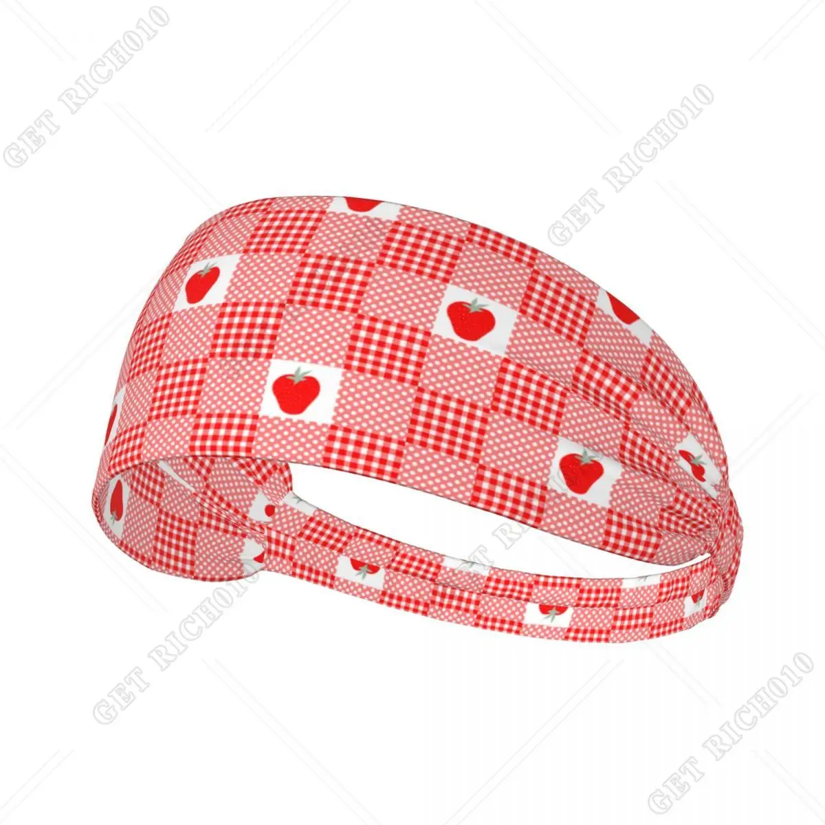 

Cute Strawberry Plaid Pattern Elastic Exercise Headband Sports Headband Fitness Headband Yoga Workout