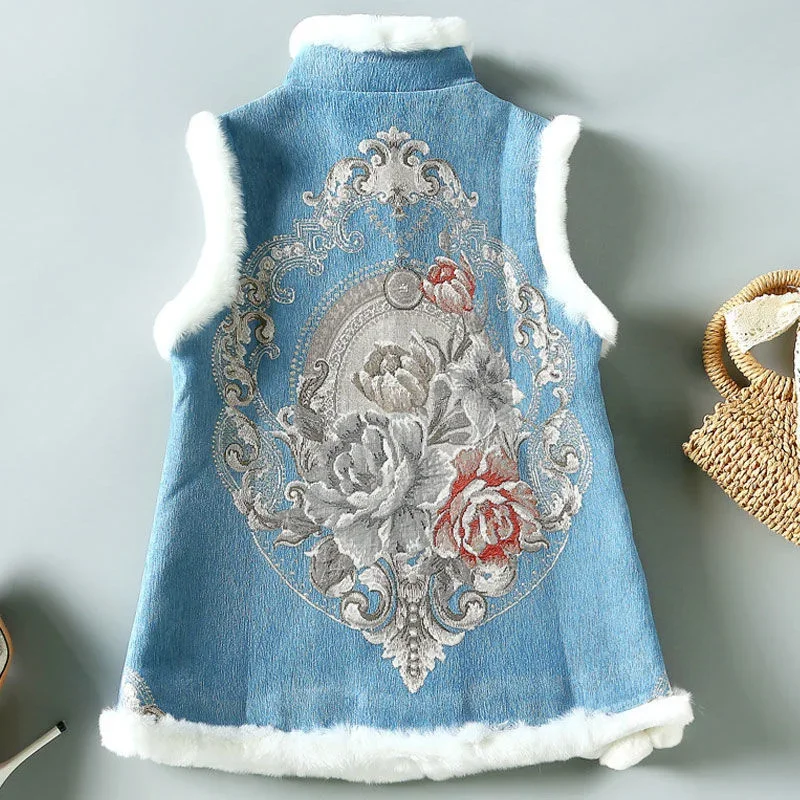 Ethnic Harajuku Thicken Gilet Coat Cotton Women New Sleeveless Waistcoat Jacket Vintage Casual Loose Female Chinese Style Vest