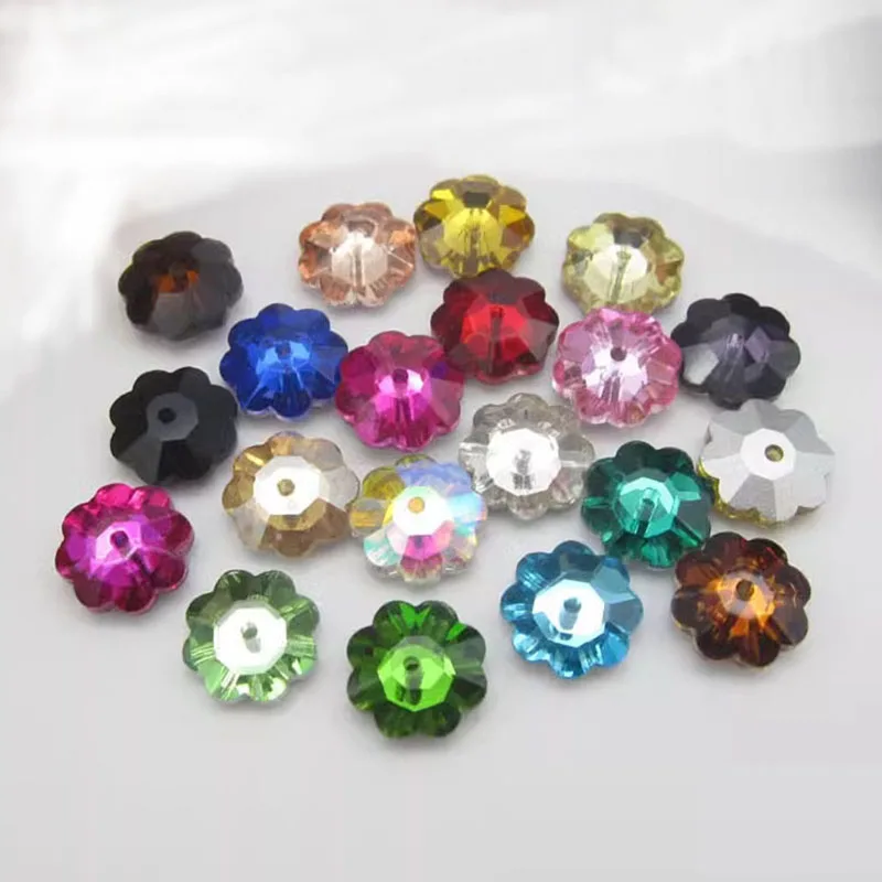 AAA 50Pcs AB Color Crystal Flower DIY 8mm Glass Petals Spacer Beads Flat Bottom For Jewelry Making Necklace Earrings Accessories