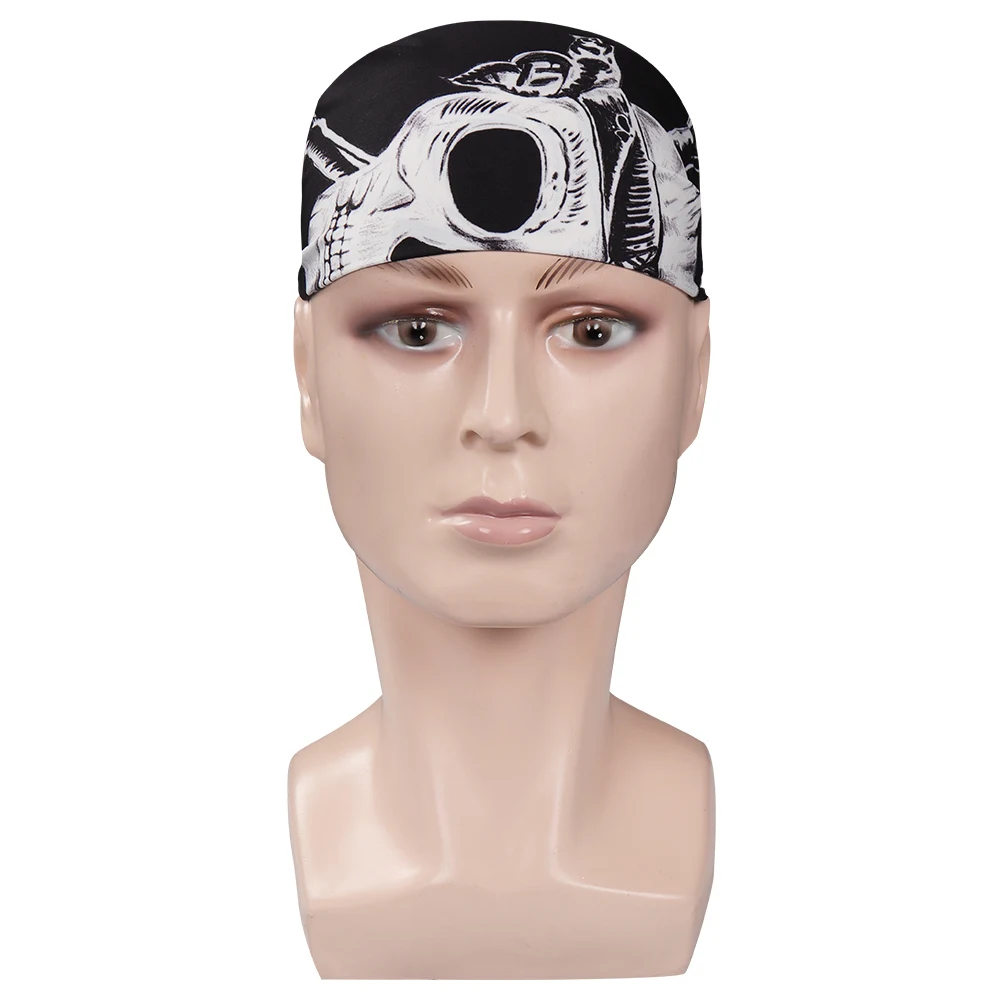 Eddie Cos Munson Cosplay Headscarf Costume Props  TV ST 4 Disguise Headband Dress Up Black Skull Printed Hair Scarf Halloween