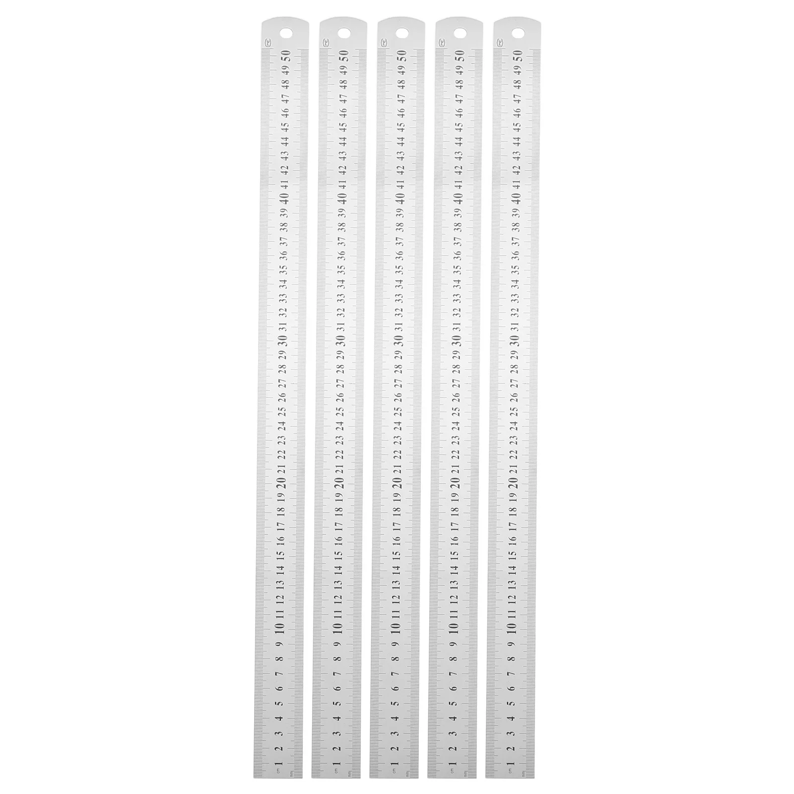 

5pcs Double Sided Scale Steel Rule 50Cm/20 Inch Stainless Steel Ruler Metric Imperial Measurements Precision Straight Edge For