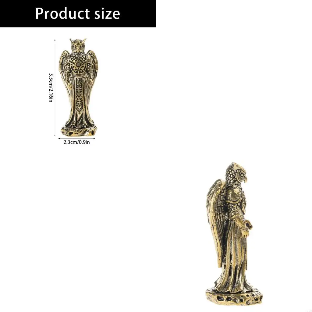 62KD Antique Brasses Owl Figurine Mystical Wizard Decors For Home Office Desk Shelf