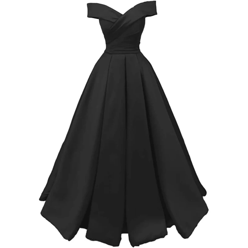 women's-off-the-shoulder-prom-dresses-aline-satin-pleated-long-formal-dress