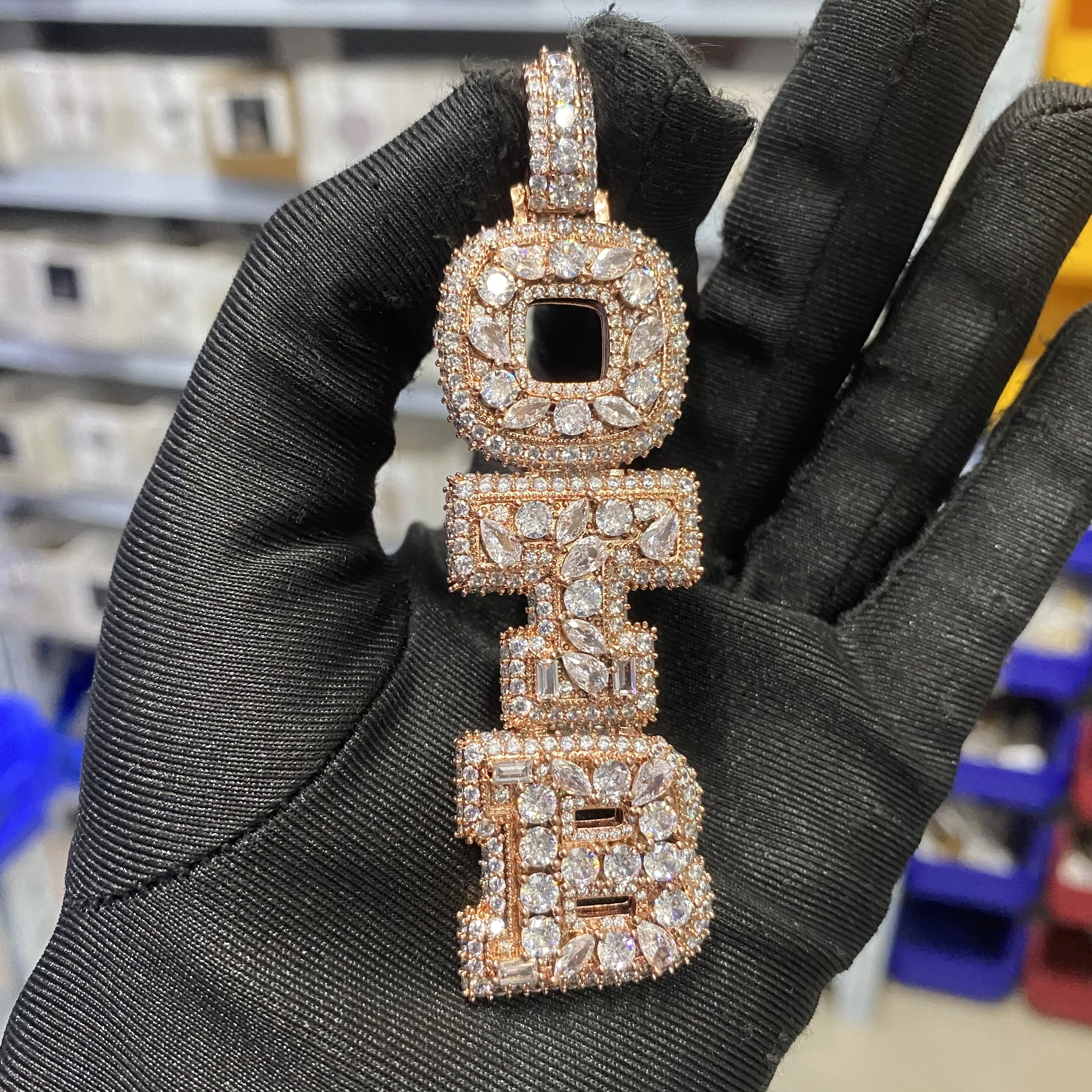THE BLING KING カスタム縦型イニシャルレターペンダント ミックス