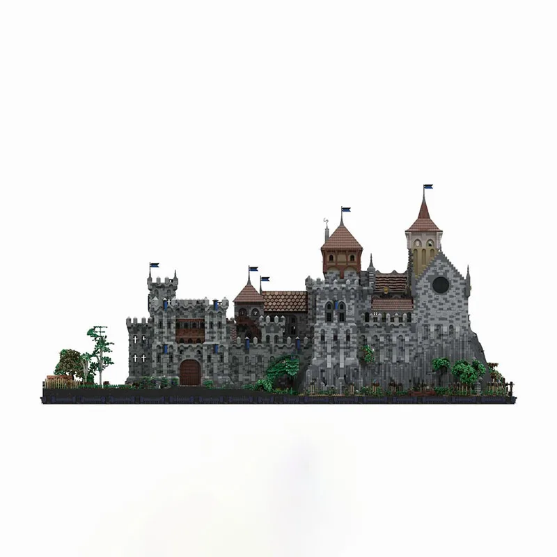 Moc Model architektury Cegła Średniowieczny zamek Technologia Modułowe klocki Prezent Zabawki świąteczne Zestaw DIY Montaż