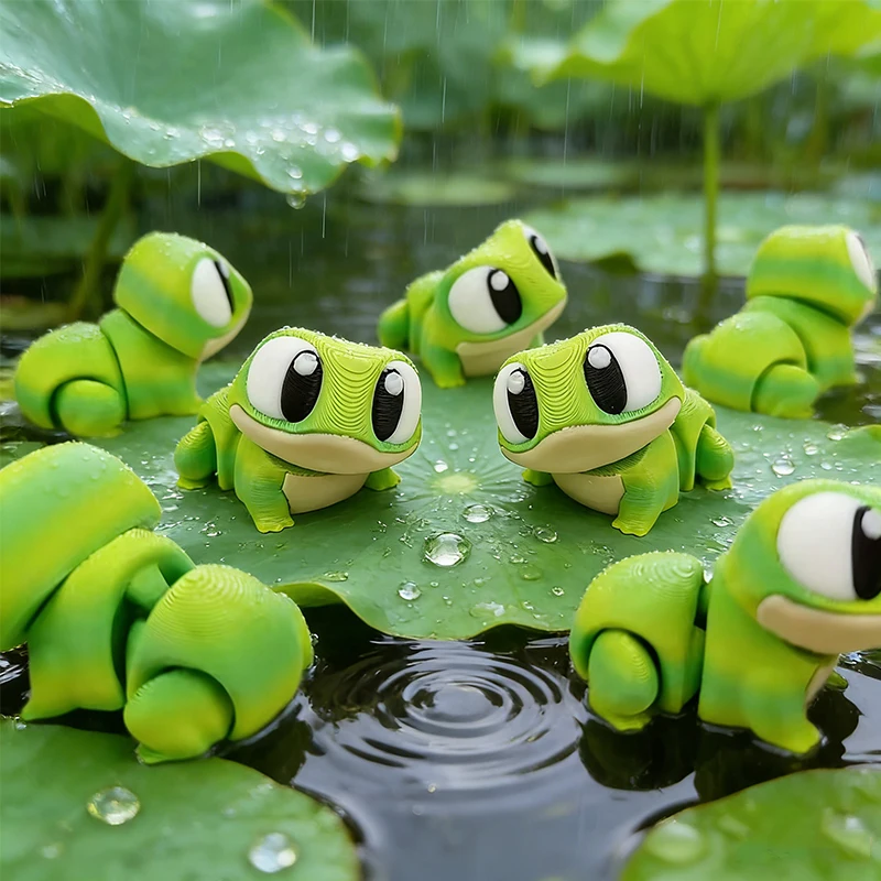 3D การพิมพ์น่ารักกบตาโตรูปของเล่นข้อต่อเคลื่อนย้ายได้สมจริงกบตัวน้อยสัตว์เดสก์ท็อปเครื่องประดับของเล่นสำหรับของขวัญเด็ก