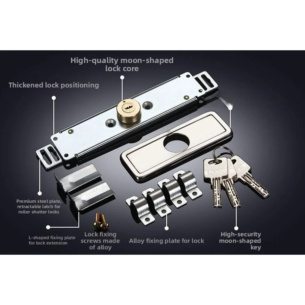 for Iron Rolling Shutter Door Lock for Silver Color 23.2cm x 15.5cm x 5.5cm for For cross For crescent and Straight Key Types