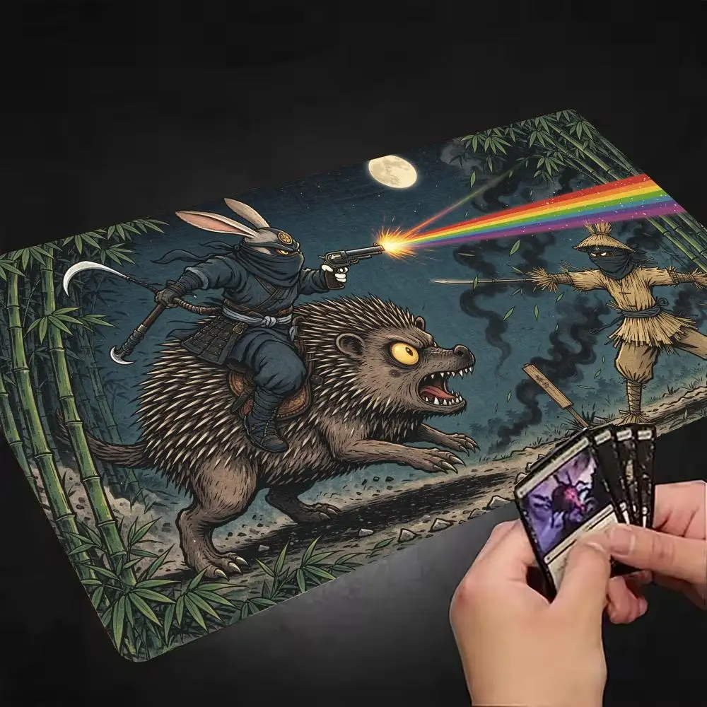 Hedgehog Rabbit Rainbow Shootout Table Mat Non Slip Rubber Base Precision Tracking For Kids Gaming Desk Decor