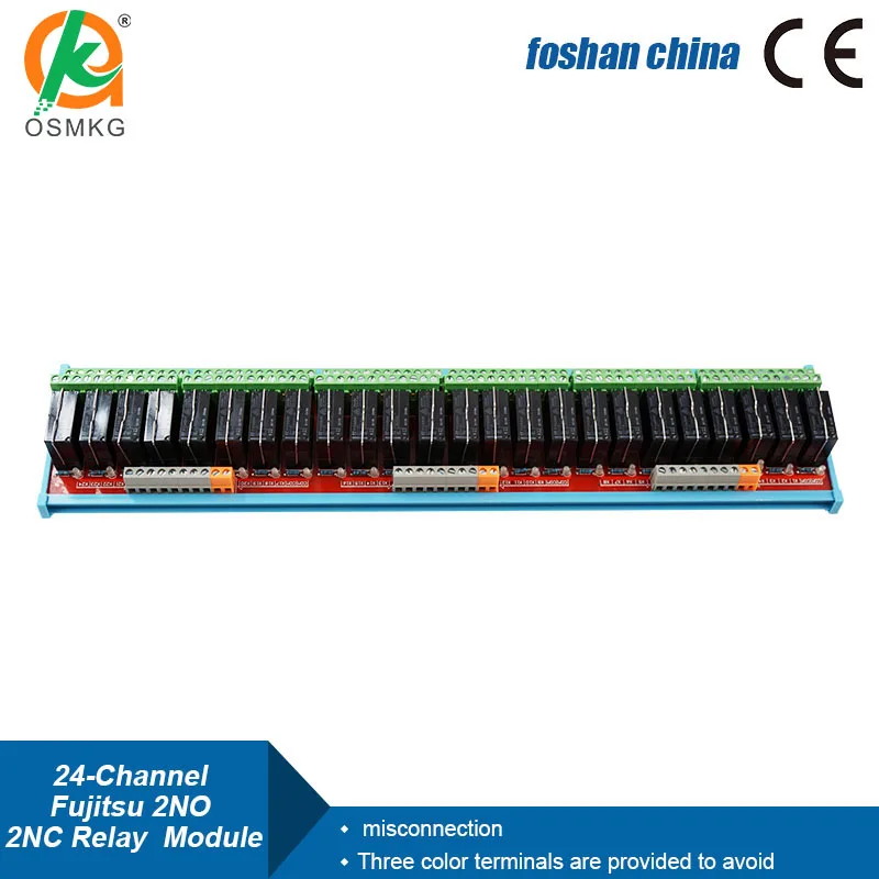 24 Channels 2NO 2NC  Dual Group Relay Module   5A /24V DPDT Anti-interference Compatible with NPN/PNP for PLC