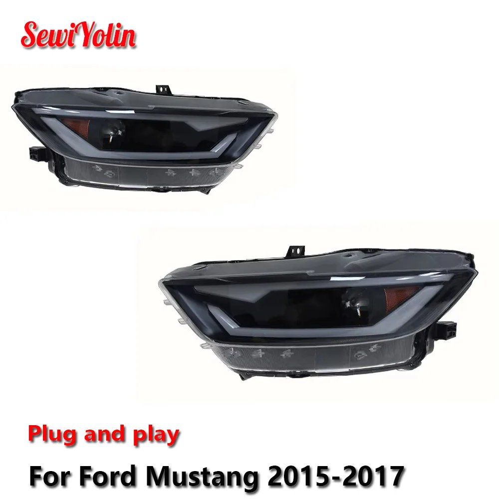 

Автомобильные светодиодные фары в сборе для Ford Mustang 2015-2017 авто противотуманные фары DRL тормозной указатель поворота Plug and Play