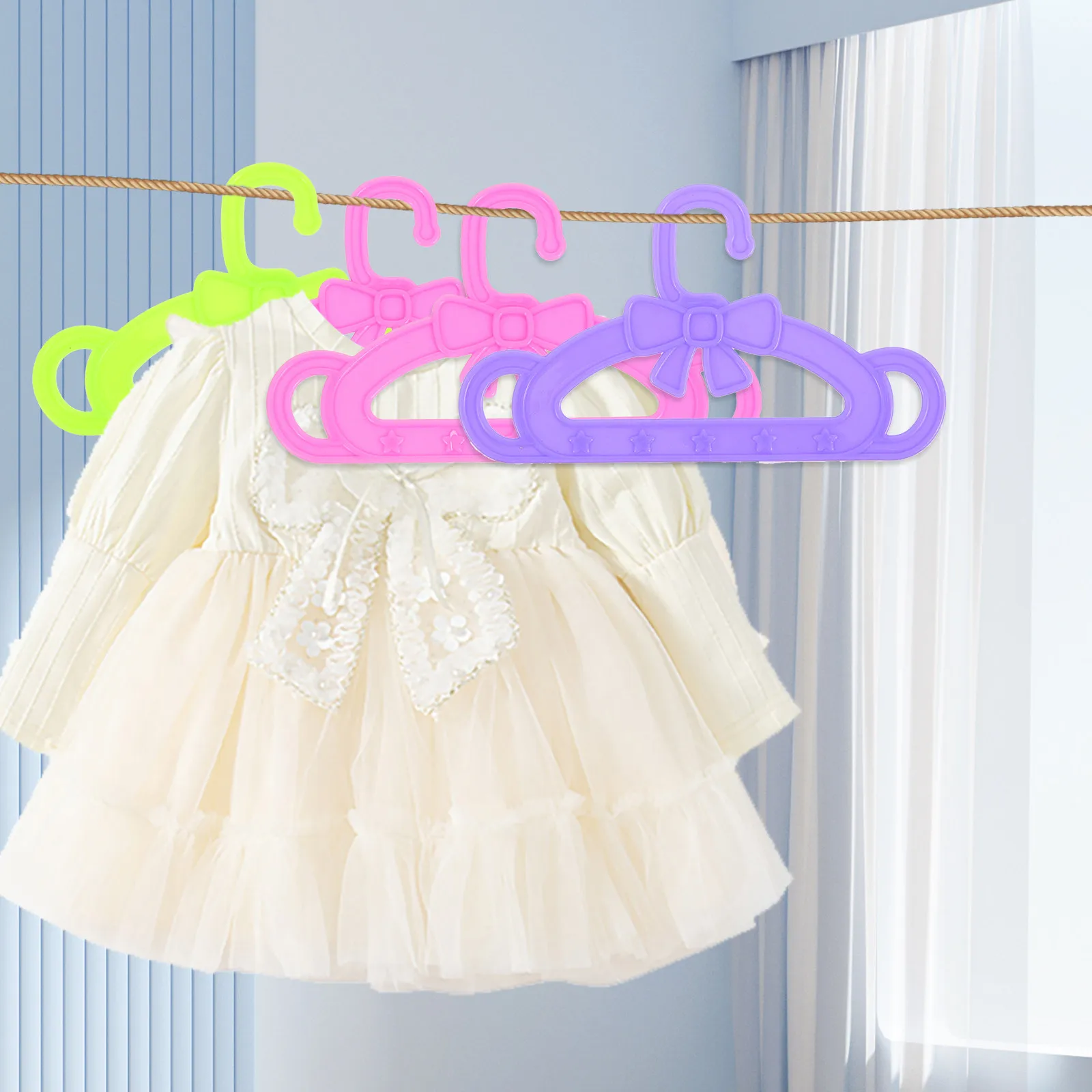 

15Pcs Plastic Clothes Hangers for 18Inch Kids Room Organizer Accessories Storage Holder Clothes Hangers