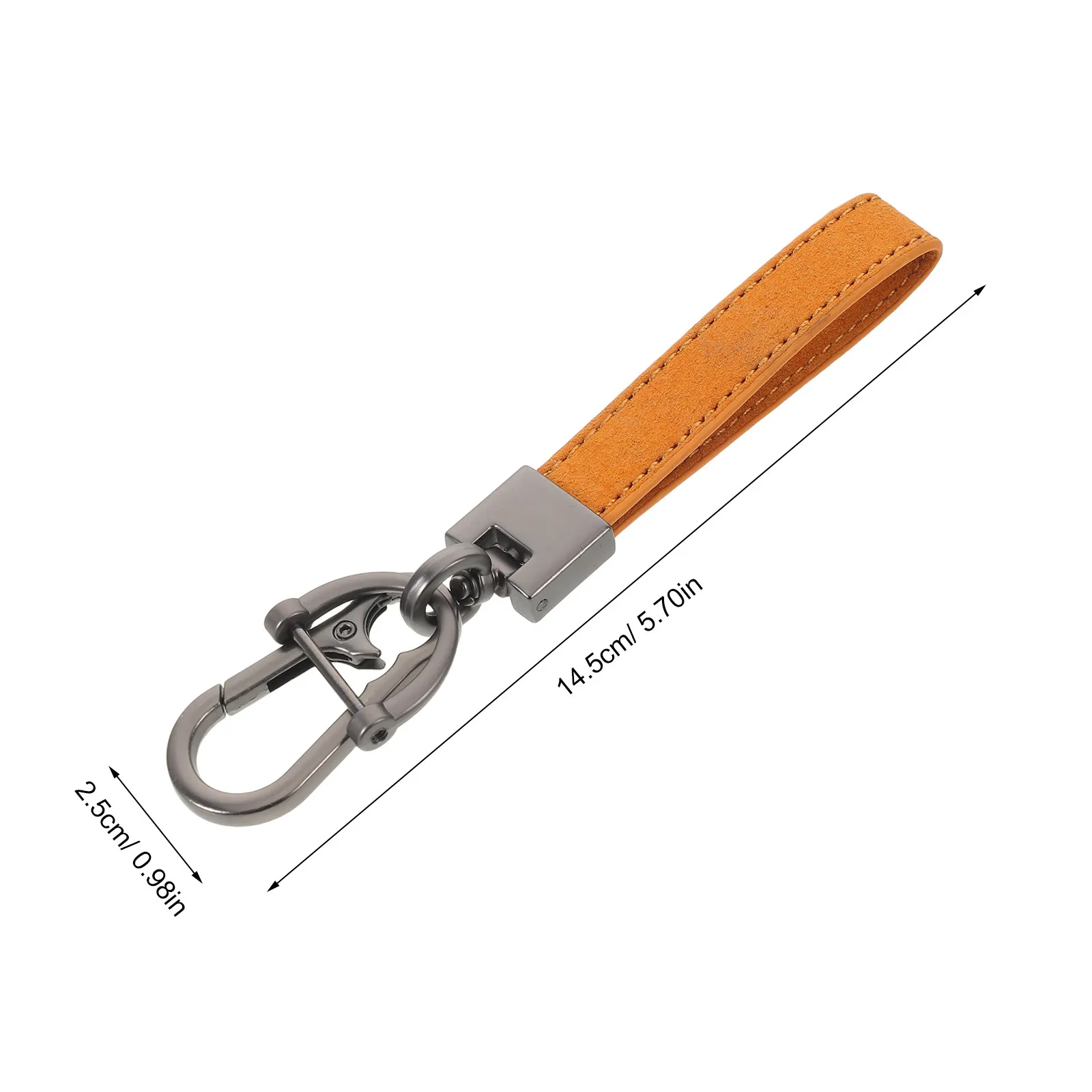 2Pcs Alloy Car Keychain Holder Car Key Fob Ring Faux Wristlet Anti-Lost D-Ring Useful Key Chain for Men Women