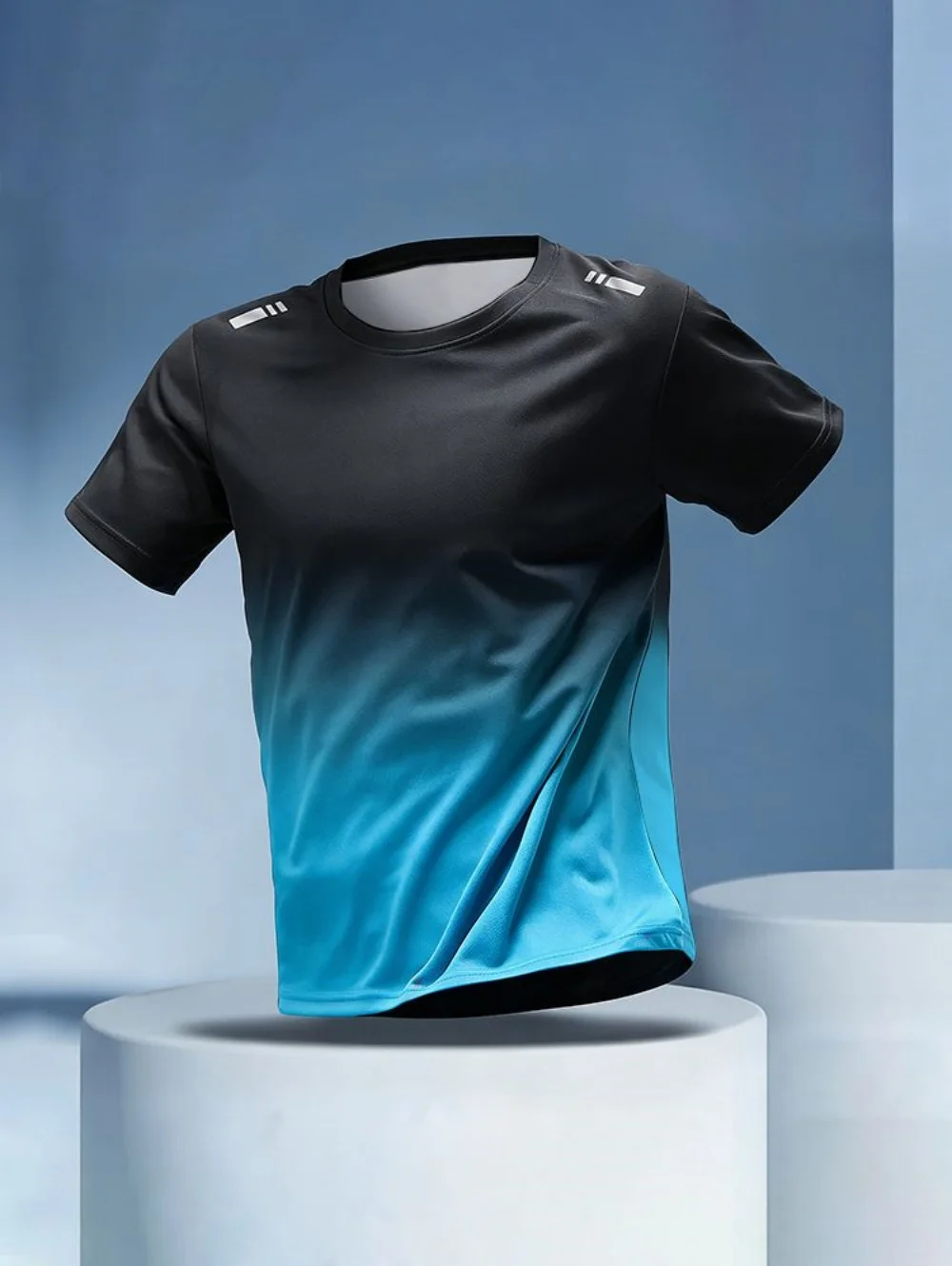 Farbverlaufsfarbenes Herren-Sport-T-Shirt, Outdoor-Laufoberteile, 3D-Druck-T-Shirts, atmungsaktive Kurzarm-T-Shirts, Sportbekleidung, Herrenbekleidung