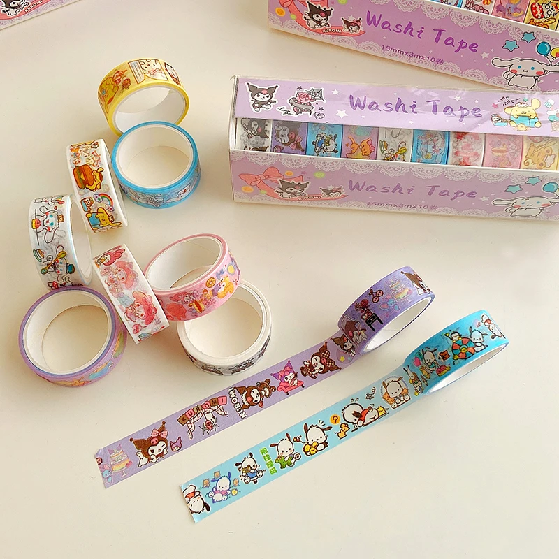 10Roll/set Cute Cartoon Character Decoration Adhesive Masking Washi Tape Kids Scrapbooking Journal Collage Material Sticker Gift