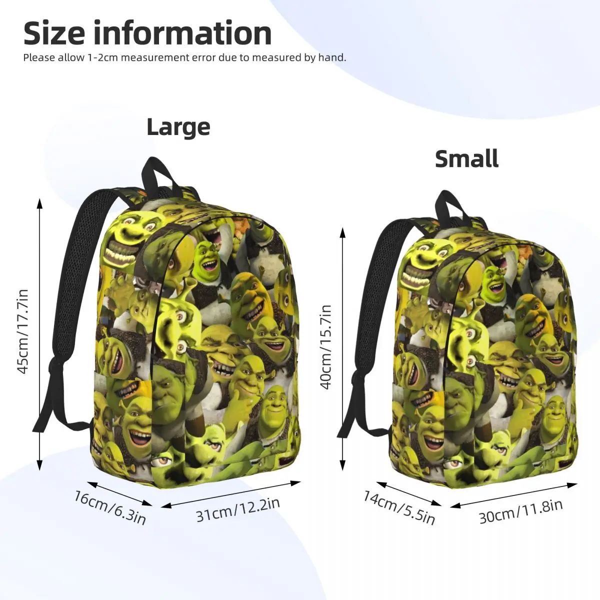 Retro Shreks Collage Backpack for Men Women Cool Student Hiking Travel Daypack Funny Movie Laptop Computer Canvas Bags Durable