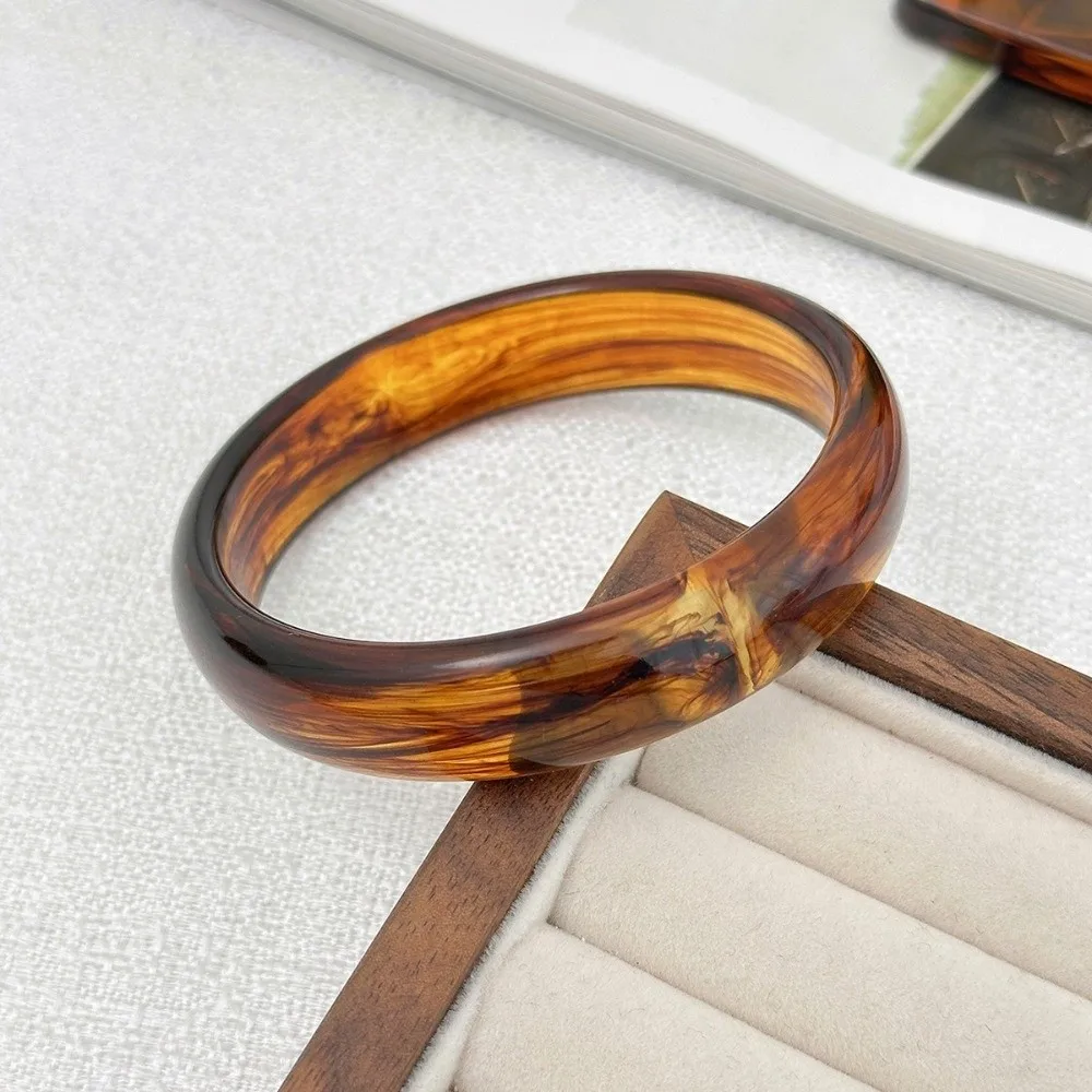 Vintage Boho Y2K Bracelets​​ Round Shape​​ Hip Hop Resin Acrylic Bangles​​ Hand Jewelry Chunky Bangles ​​Party Wear​​