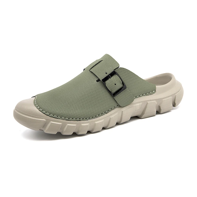 

Men's Handmade Closed Toe Mule Slippers – Buckle Decor Casual Clogs, Lightweight Non-Slip Big Size Walking Shoes