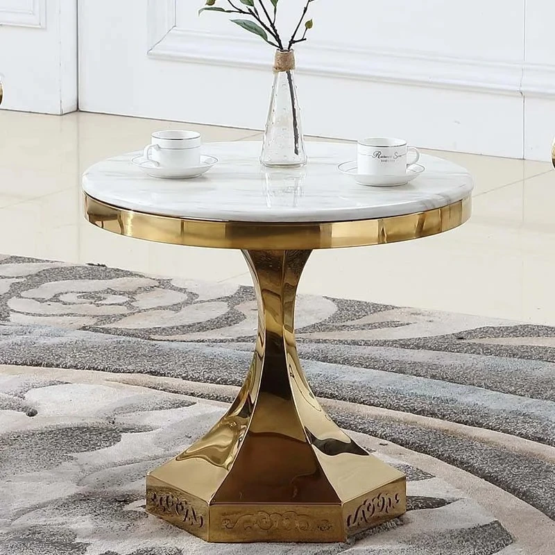 Factory direct sales golden sofa small side  simple round coffee negotiation table hot-selling corner table one piece
