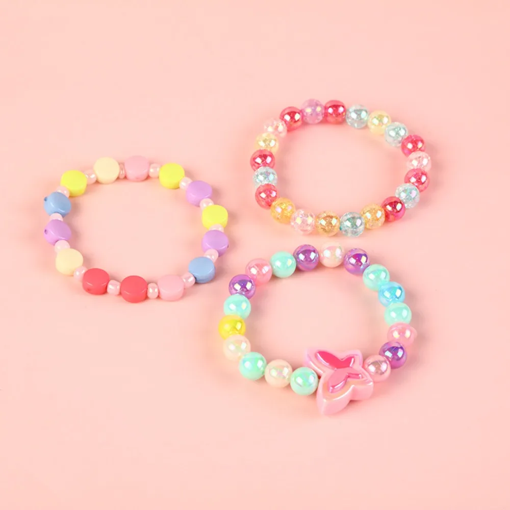 3pcs/set Sweet Sweet Girl Bracelet Macaron Color Princess Colored Macaron Bracelet Fashion Personality Colorful Beaded Bracelet