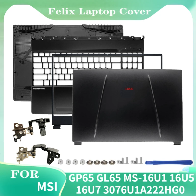 Imagem -01 - Laptop Tampa Traseira Moldura Frontal Palmrest Caixa Inferior Dobradiças para Msi Gp65 Gl65 Ms16u1 16u5 16u7 3076u1a222hg0 Caixa Superior Preta Novo laptop tampa traseira moldura frontal palmrest caixa inferior dobradicas para msi gp65 gl65 ms16u1 16u5 16u7 3076u1a222hg0 caixa superior preta novo 01