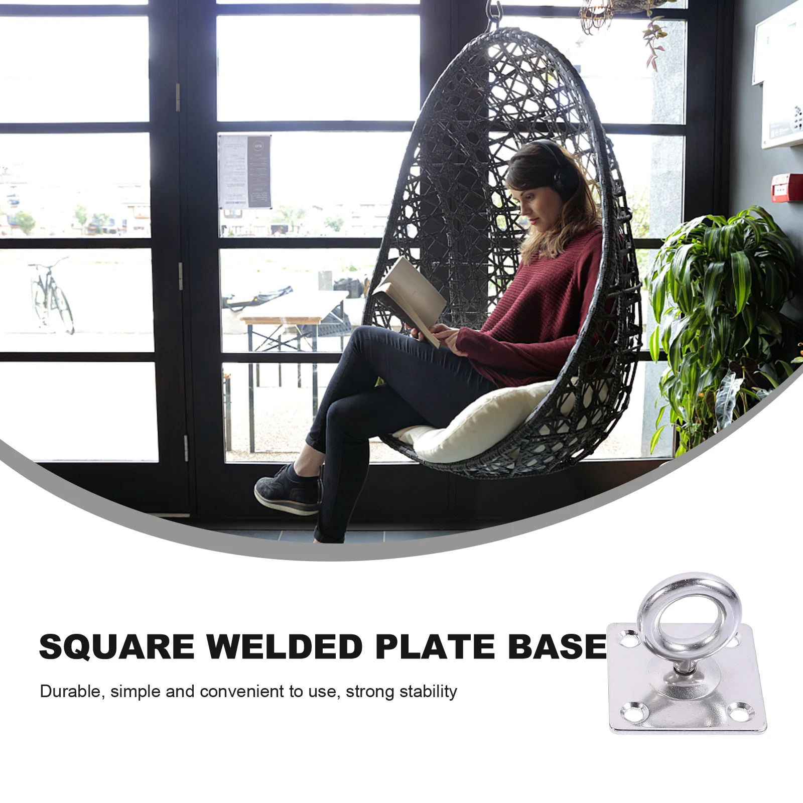 

2Pcs Suspension Hook Solid Stainless Steel M8 Square Hanging Hook for Hammock Gymnastics Yoga Swing Heavy Duty Ceiling Mount Pad