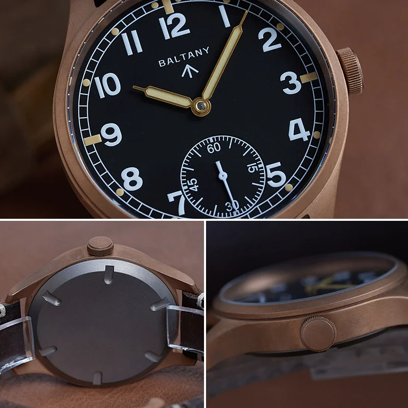 Baltany Bronze Dirty Dozen Watch B2058 Seagull ST3620 Manual Winding Movement 50M Waterproof WW2 Military Retro Man Watch