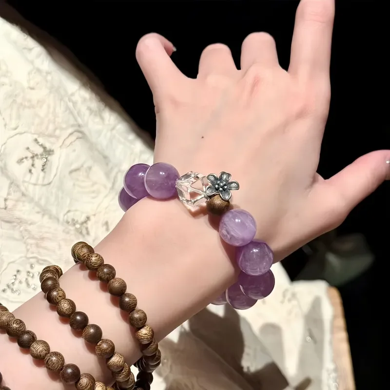 Natural amethyst bracelet women's niche design light luxury high-end sense lucky transfer crystal bracelet jewelry wholesale