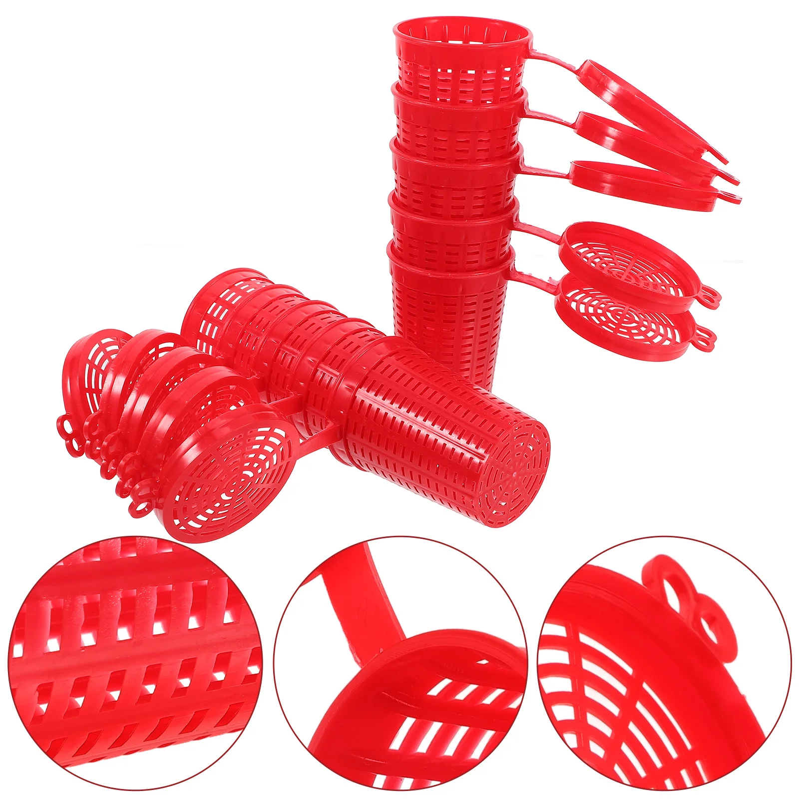 10 Pcs Lures Hooks Bait Cage Trap Fishing Crayfish Tank Decorations Red Plastic