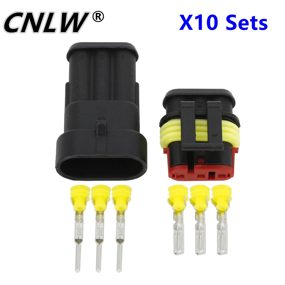 10 Sets 3 Pin 1.5 Connector, Waterproof Electrical Wire Plug DJ7031-1.5-11/21 Xenon lamp connector Automobile Connector
