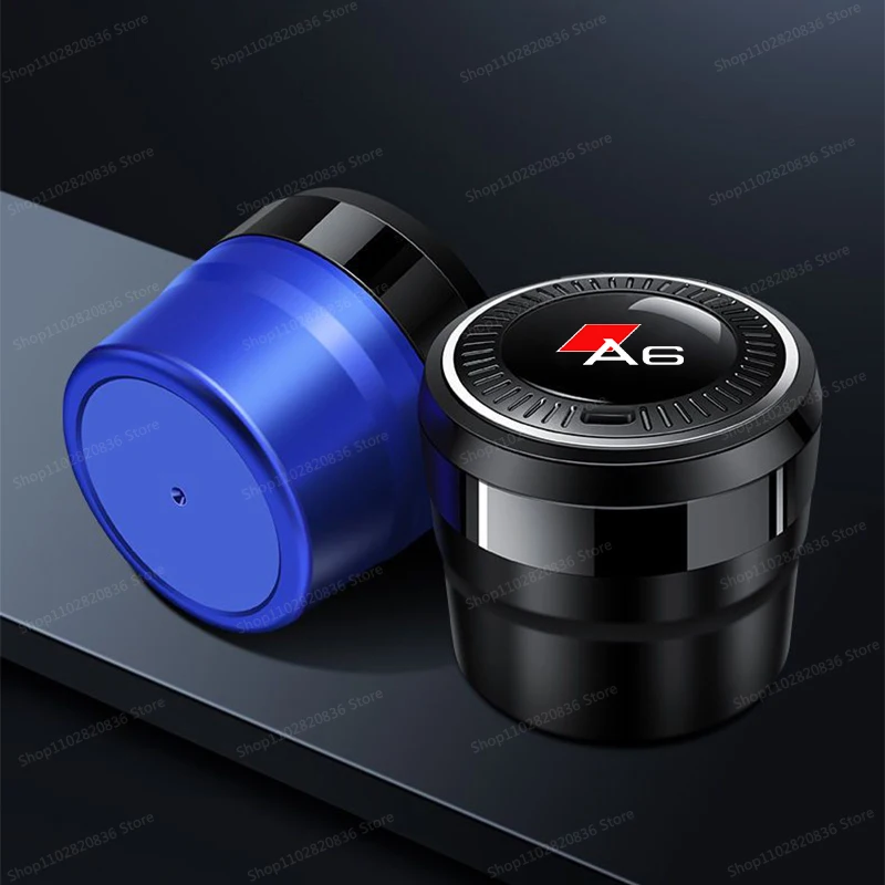 Car Interior Accessories Portable Luminous Ceramic Liner Automobile Ashtray For Audi A4 A6 Cigarette Box