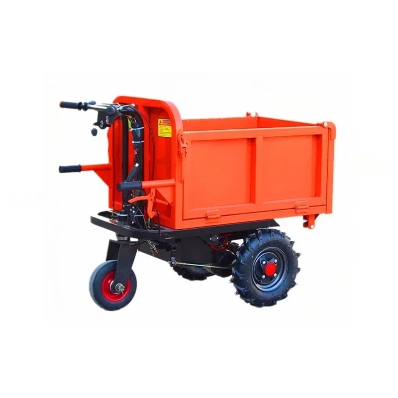 

Electric tricycle hydraulic self dumping and climbing bucket concrete sand brick transport vehicle